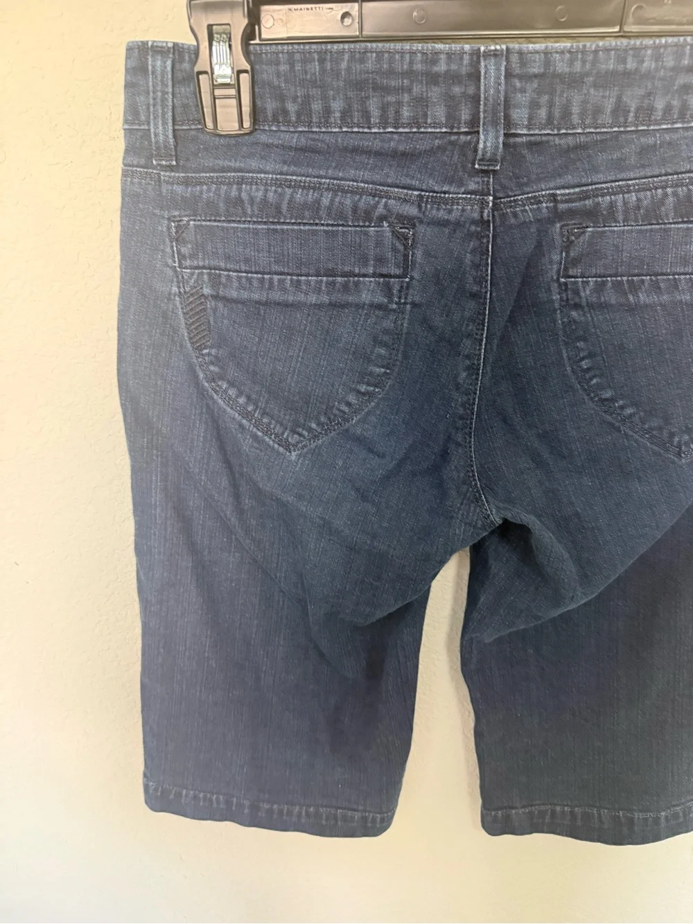 PAIGE Canyon Dark Wash Denim Long Bermuda Shorts Low Rise Y2K Size 26